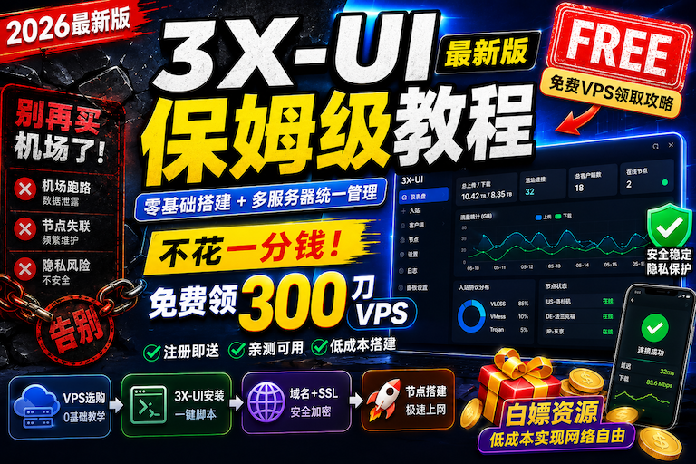 3X-UI最新版保姆级教程|零基础搭建+0成本自建魔法网络,小白也能轻松上手-智创宝库资源站